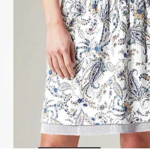 J Jill Floral Mixed Print Smocked Waist Skirt. Paisley | Blue | Women’s Sz-M EUC